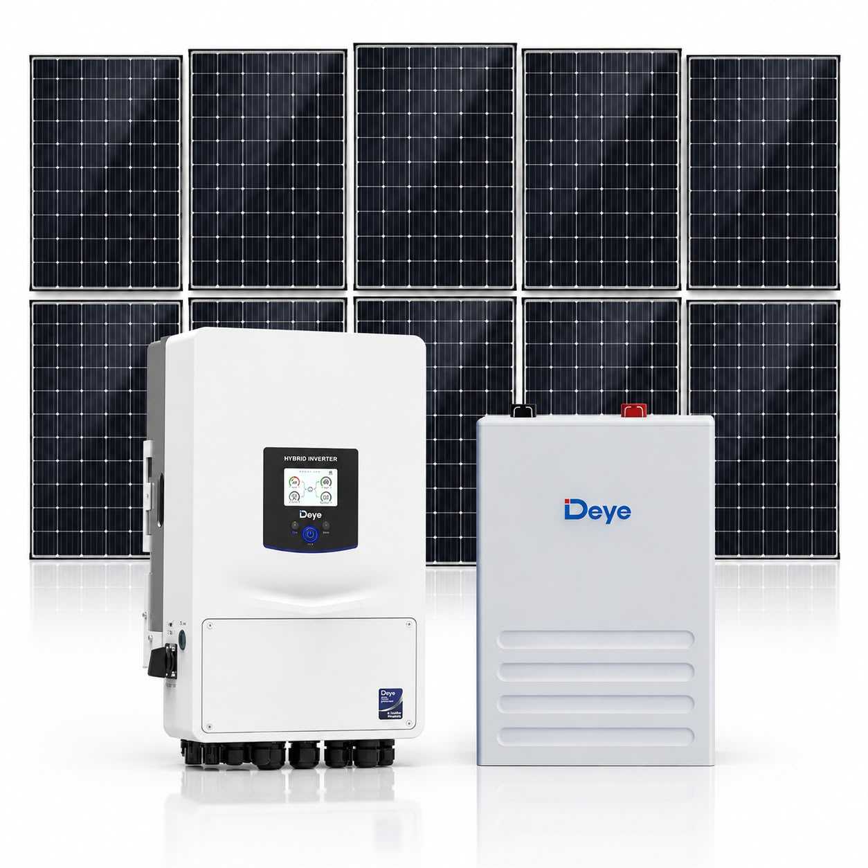 8kW Deye hybrid solar system with 10 600W solar panels and 5kWh Deye lithium battery