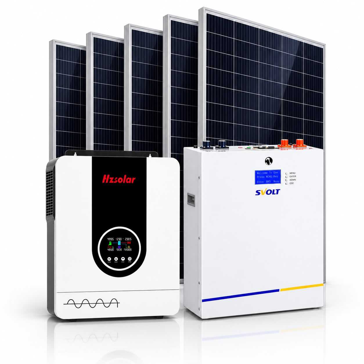 8kW HZ Solar System with SVolt 5.09kWh battery and six 600W solar panels