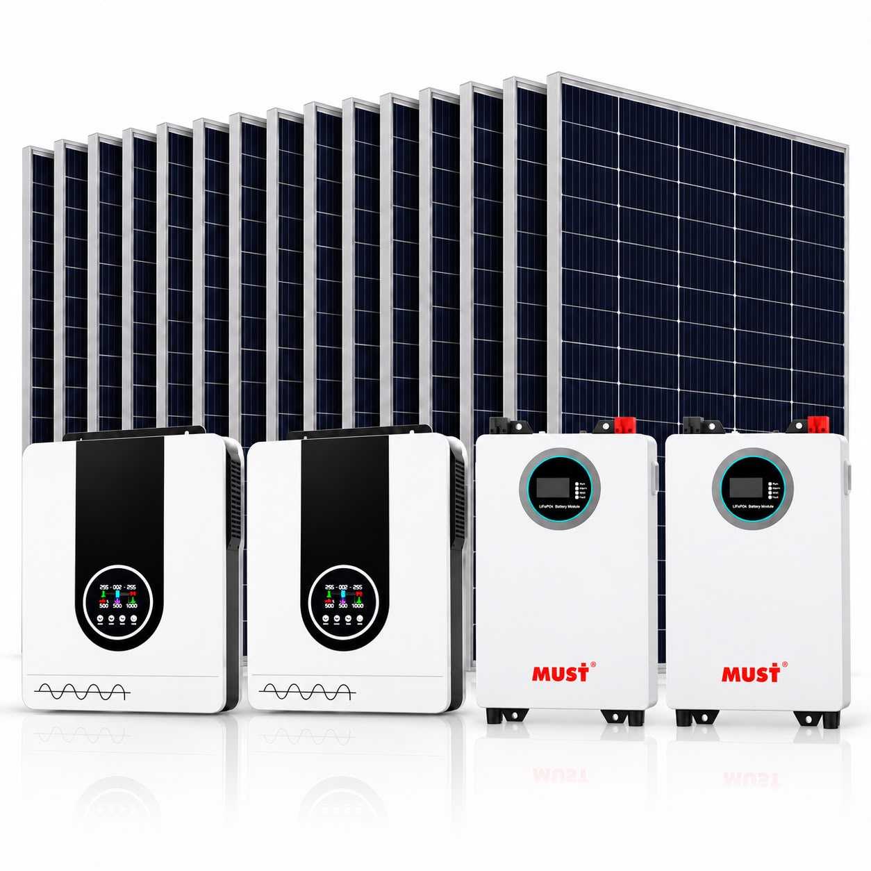 22kW HZ Solar System with two 5kWh lithium batteries and twelve 600W solar panels